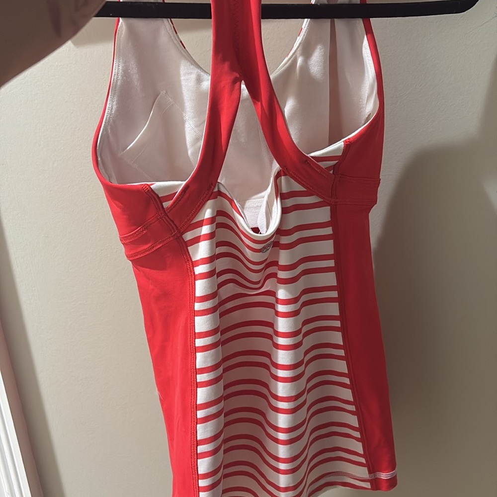 Lululemon XS Tank with built in bra- red and white stripes with one call out❤️ - Picture 5 of 12